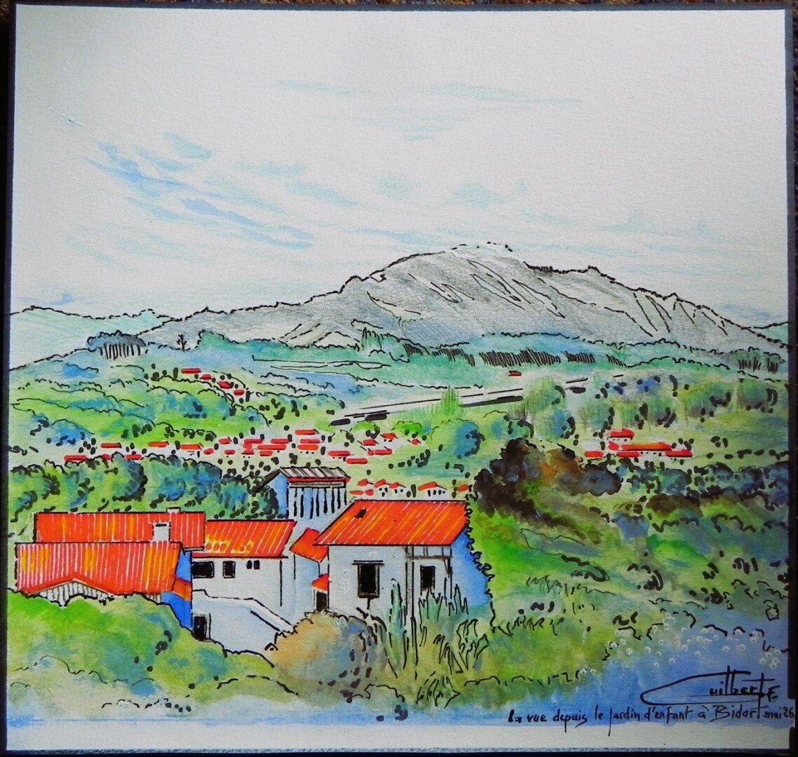 Vue de la place du village de Bidart